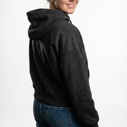 Black Vintage Washed Fleece Hoodie with Personalized Cuff Tag